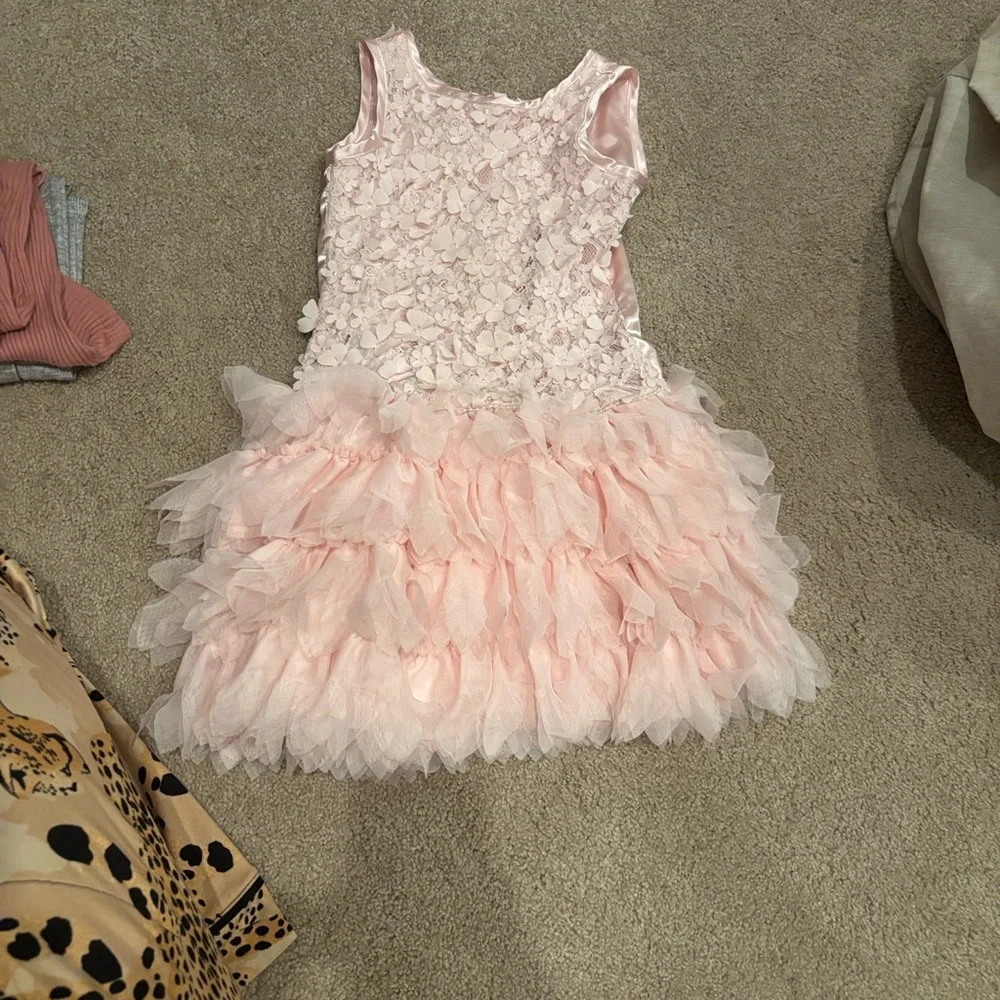 Pink Satin & Tulle Ruffle Kids Costume Dress